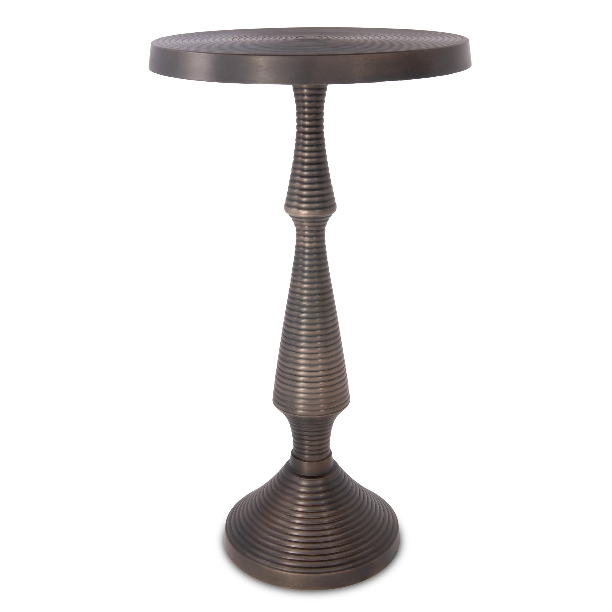 OBJET D'ARTSmall Round Gold End Tables, Alexandria II, 22'' Height, Vintage Metal Accent, Side, Pedestal, Coctail and Drink Tables for Living Room and Small Spaces