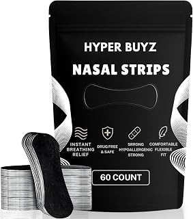 60 Pieces Nasal Strips for Snoring and Sleeping – Nose Strips for Breathing & Anti Snoring Solution – Comfortable Fit for Better Airflow, Nasal Strips for Breathing, Stop Snoring for Men & Women