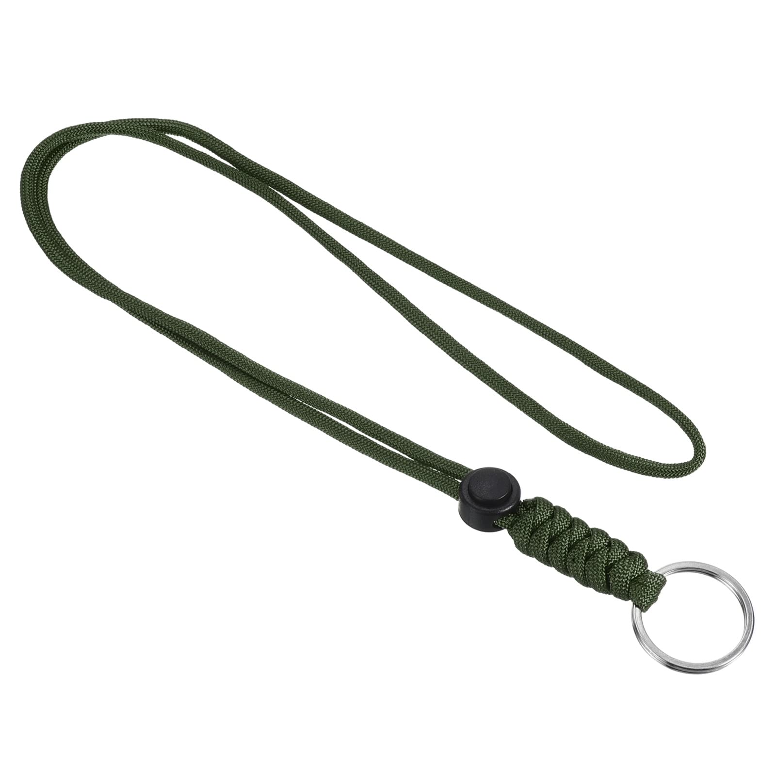 PATIKIL Paracord Lanyard with Keyring 18 Inch, Necklace Keychain Cord Metal Hook Strap for Keys Whistle ID Card Badge Holder Green