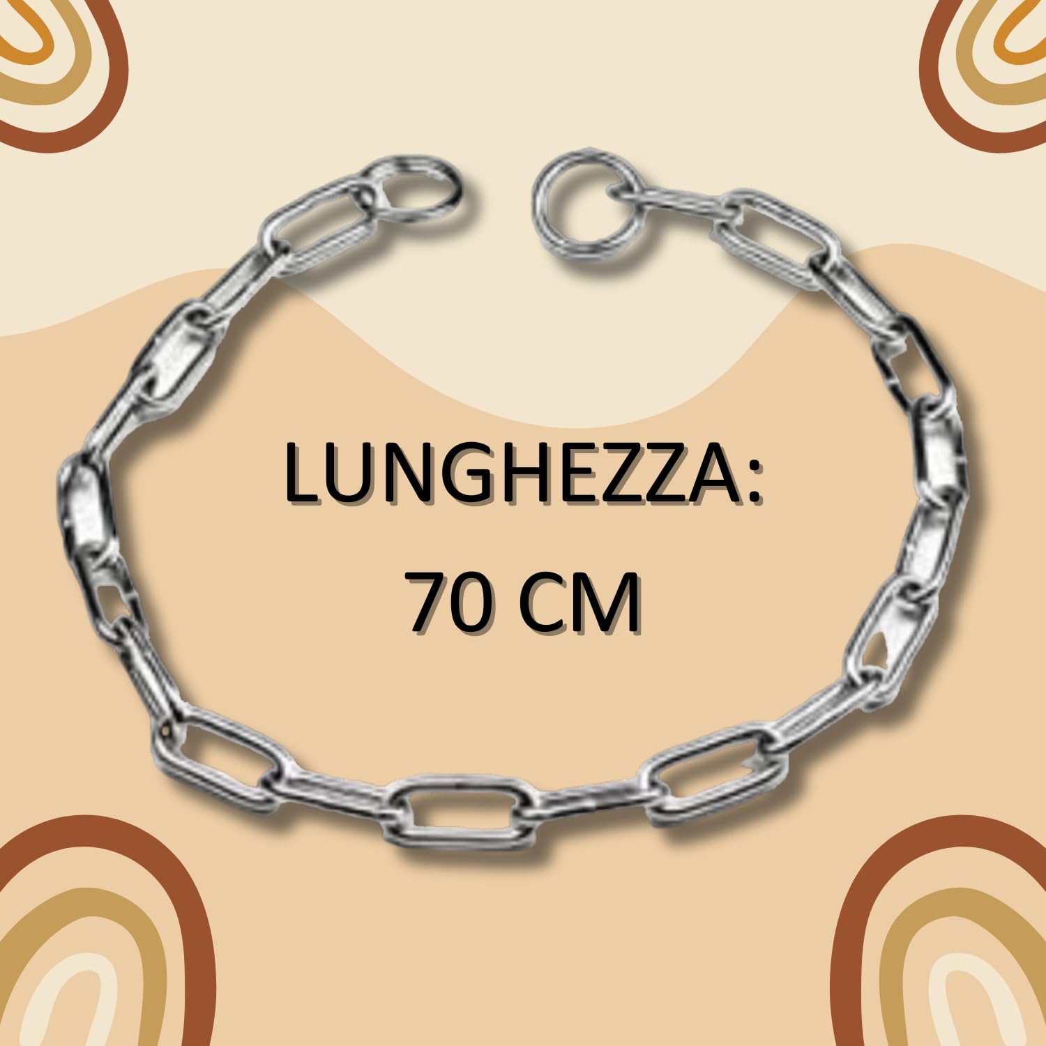 PET'S MARKET Collier d'étranglement chromé pour chiens de grande taille moyenne en alliage d'acier robuste résistant à la corrosion pour entraînement en surface lisse (70 cm)