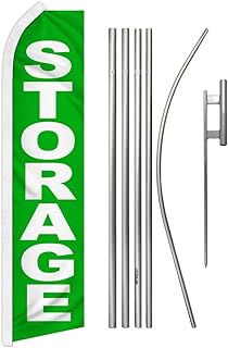 Storage (Green) Swooper Advertising Flag & Pole Kit - Perfect for Self-Storage Units, RV Storage, Hauler Storage