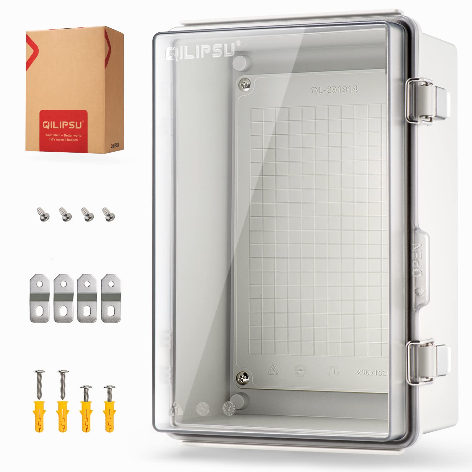 QILIPSU UL94-V0 Outdoor Electrical Box 11.4"x7.5"x5.5" Pro Waterproof Junction Box Weatherproof PC/ABS Alloy Plastic IP67 Project Electric Enclosure Grey Hinged Door — Amazon image 20