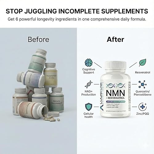 Miniatura 3 de CogniTune NMN Supplement - NMN with Resveratrol, Quercetin & PQQ for NAD+ Cellular Energy - Longevity Support for Healthy Aging & Brain Function,