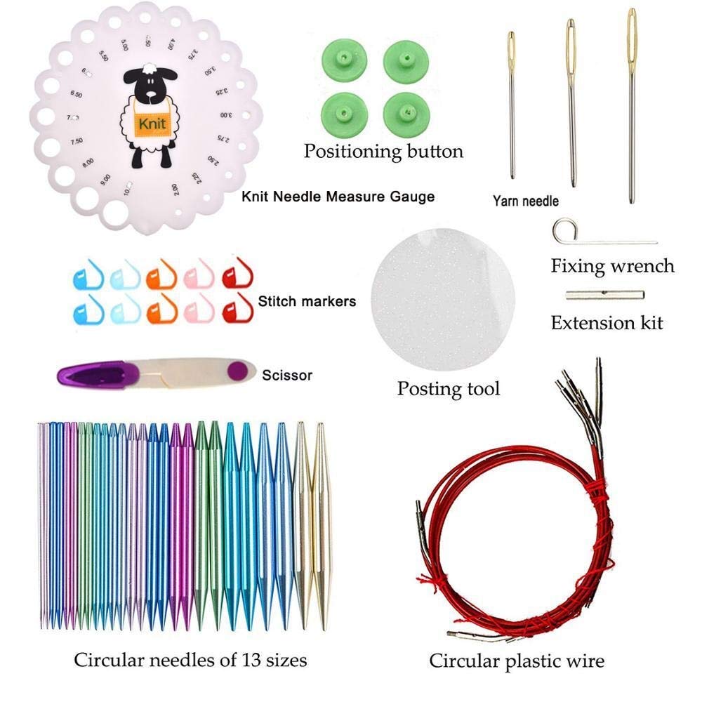 Kit De Ganchillos De aluminio intercambiables agujas de tejer circular Conjunto de ganchillo aguja de coser Kit de accesorios de ganchillo gancho con el caso for hacer punto Juego De Ganchillos