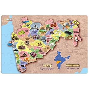ZiGYASAW Maharashtra Map – Educational Toy for Boys & Girls,Learning Kit for 4 Year Old Kids and Above, Multi Color – 54 Puzzle Pieces