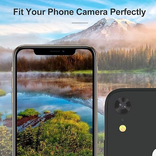 Miniatura 5 de Protector de lente de cámara para iPhone XR - 2 unidades Funda protectora de aleación de aluminio premium para lente de cámara trasera, color negro