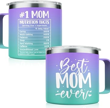 Mom Tumbler 14oz Insulated Coffee Mug with Handle Best Mom Ever Gift Mother Stainless Steel Travel Mug Gifts for Moms Mama Mother Birthday Christmas Valentines