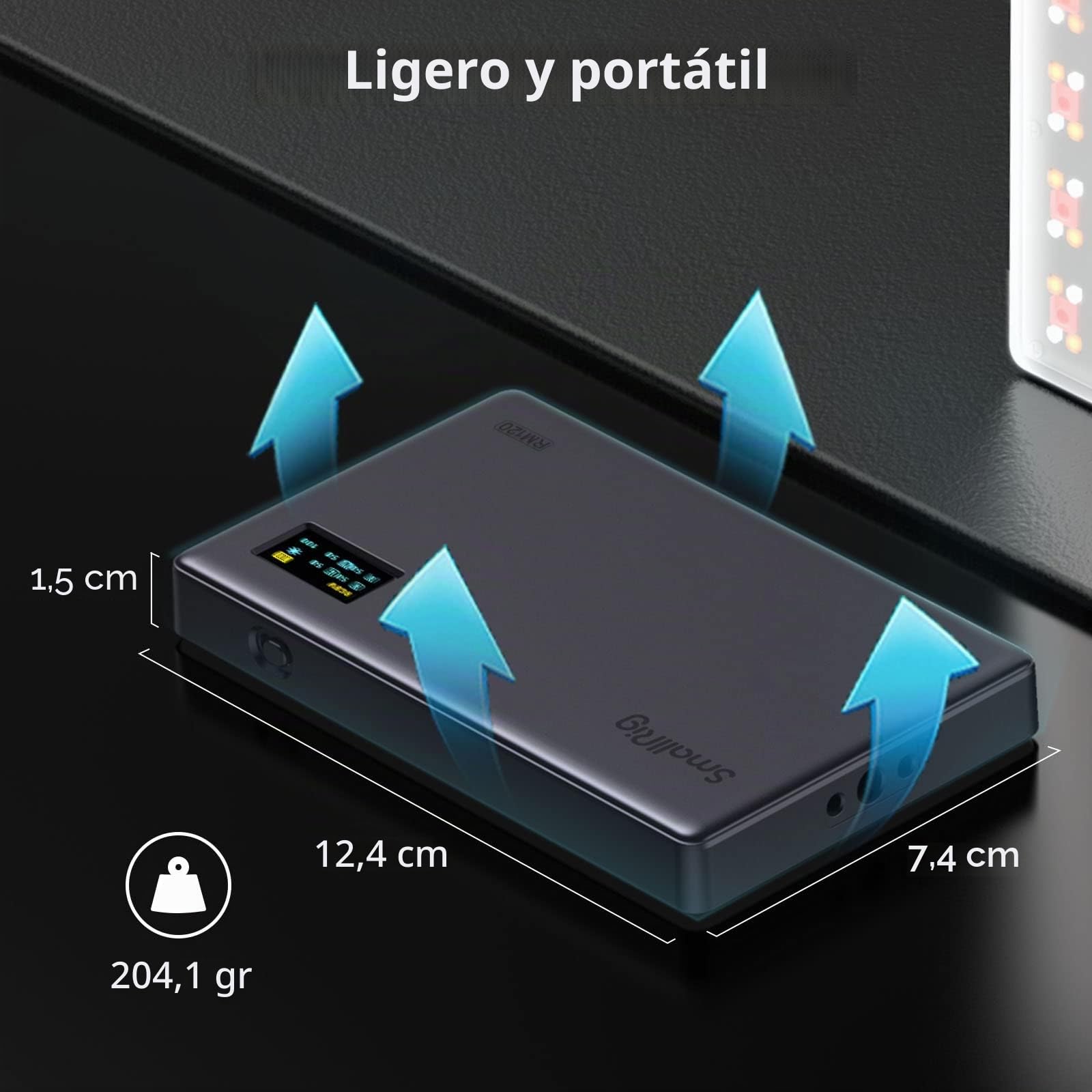 SMALLRIG RM120 RGB Luz de Video, Portátil Luz de Vídeo LED 2500-8500K CRI TLCI 98+, Panel Luz de la Cámara Batería de 180 Minutos de 5000 mAh, para TikTok, Creador de Contenido, Fotógrafo - 3808