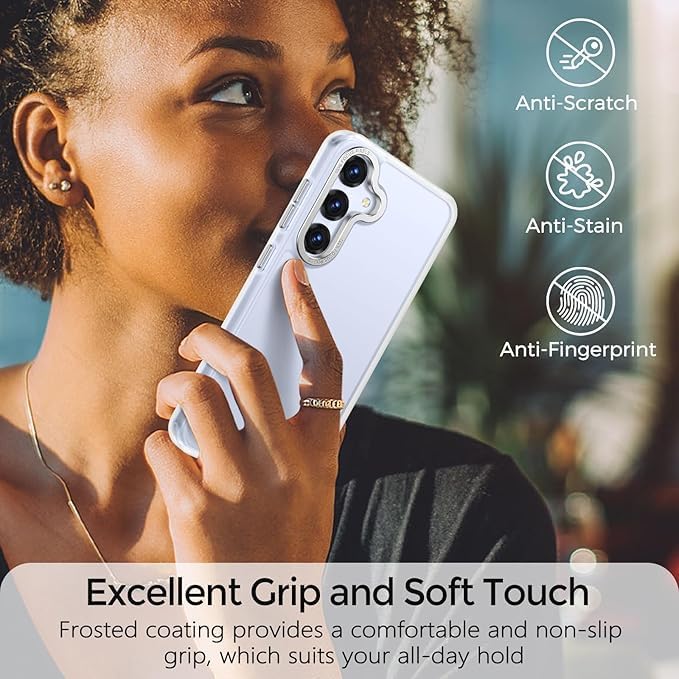 Image of DIZORO Polycarbonate Matte Case for Samsung S25 Fe 5G Translucent Frosted Hard Back Phone Case Anti-Fingerprint Anti-Slip Shockproof Protective Case Cover for Samsung Galaxy S25 Fe 5G White