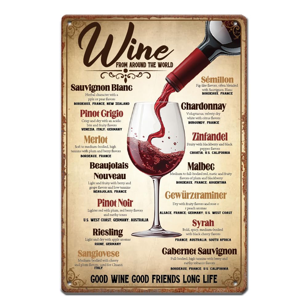 Yepyayqvk Tin Sign 262 Wines Metal Signs Wines From Around The World Tin Sign Good Wine Good Friend Funny Signs Plaque Wine Metal Tin Sign Wall Art For Bar Kitchen Cafes Indoor Decor Gifts 6X8 Inch