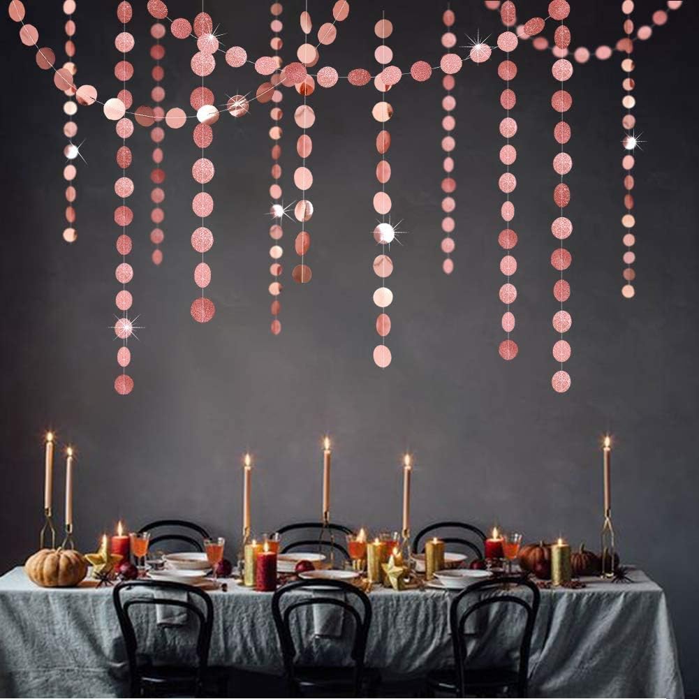 Cheerland Glitzernde Kreis-Girlande, rosegold, für Party-Dekorationen, hängende Banner, Hintergrund-Deko, Geburtstag, Brautparty, Junggesellinnenabschied, Ramadan/EID, Abschlussfeier