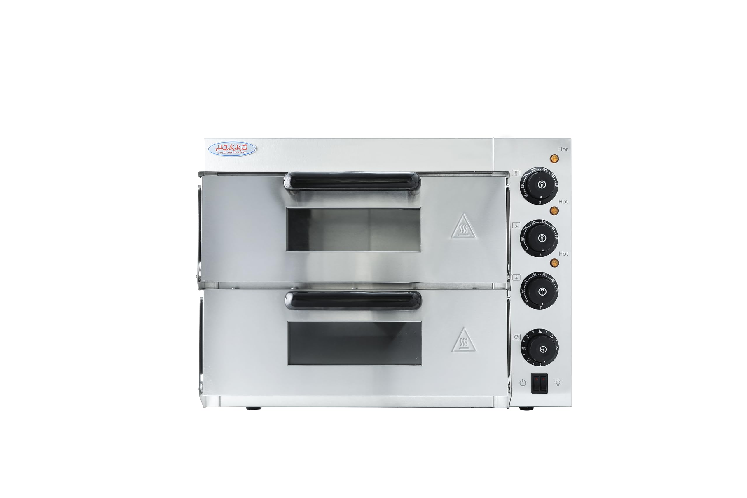 Hakka Professional Pizza Oven 3000 W, Double Layer, with 40 cm Refractory Clay Stone – Temperature Adjustment (50-350 °C) & Timer (0-60 min), for Restaurants, Bakery, Family Parties