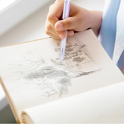 Miniatura 6 de Lindo juego de lápices mecánicos, 6 lápices mecánicos pastel de 0.020 in con 2 cajas de recambios de lápices HB, lápices mecánicos estéticos,