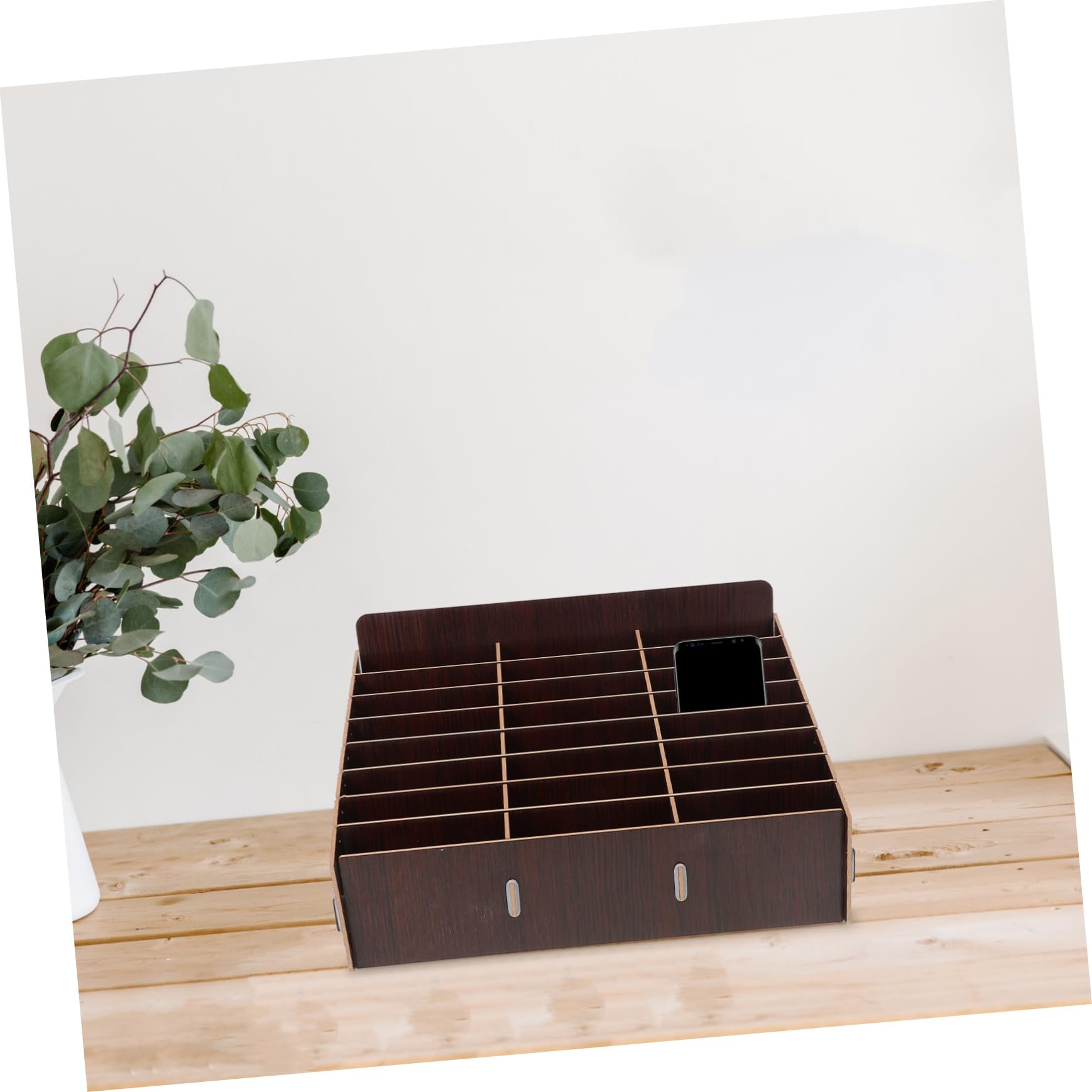 VICASKY Scatola Portaoggetti da Scrivania in Legno Scomparti Multipli, Organizer per Cellulare Multifunzionale per L'uso in Aula e Ufficio