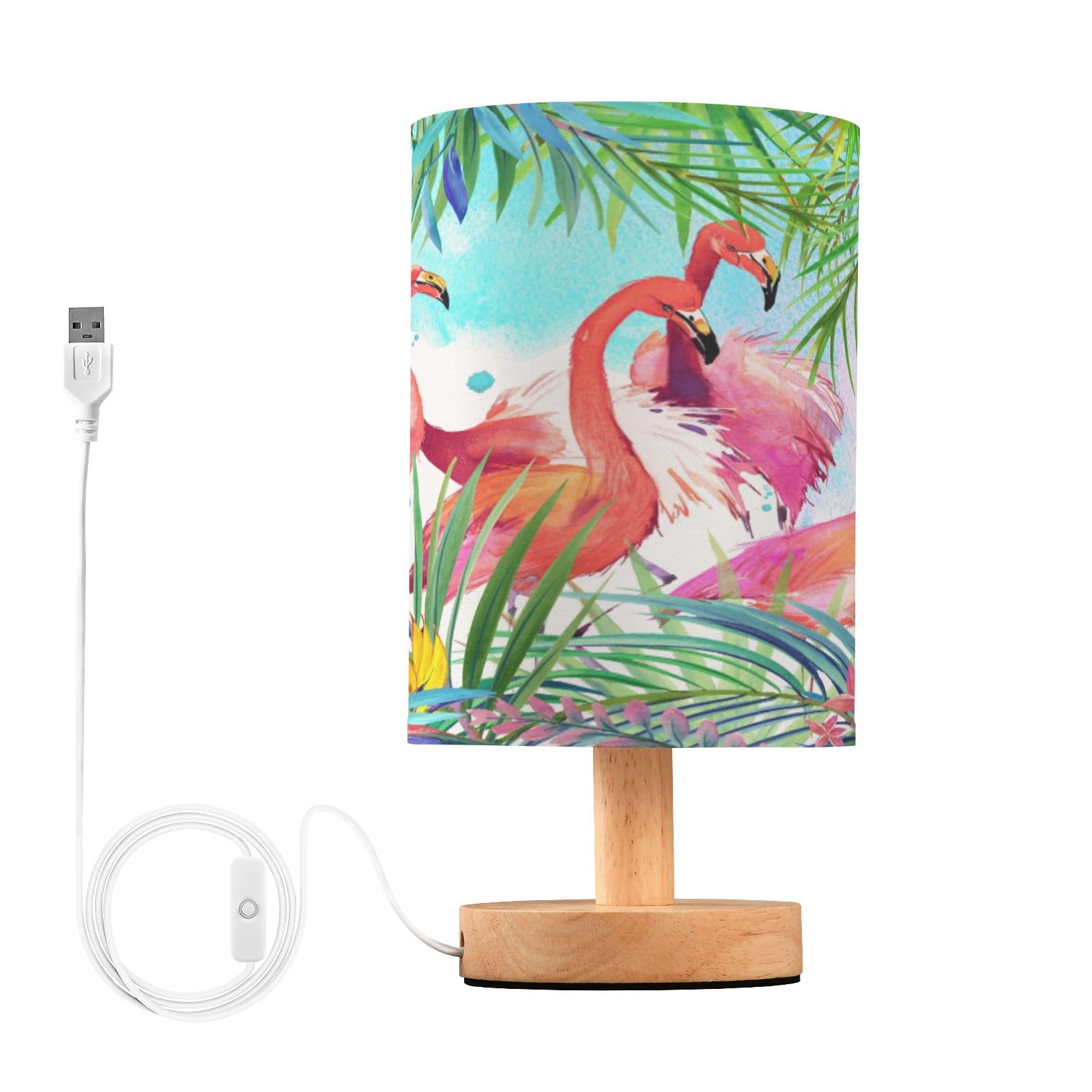 Mnsruu Small Table Lamp for Bedroom Tropical Exotic Bird Leaves and Flowers Table Lamp Nightstand Lamp for Livingroom Office Reading Working Table Desk