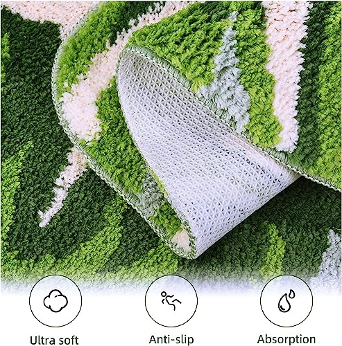 Roseate Big Leaf Super Soft Anti Skid (40x60 cm) Super Absorbent Mats Microfibre 2000 GSM Bath Mat for Bedroom/Kitchen/Door Mat/Floor Mat (Green) Pack of 1 6 61j0XhuwFML