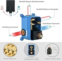Vista 3 de TOCALOCA Accesorios de ducha negro mate con válvula, juego de cabezal de ducha cuadrado de 12 pulgadas con combo de mano, sistema de ducha de lluvia