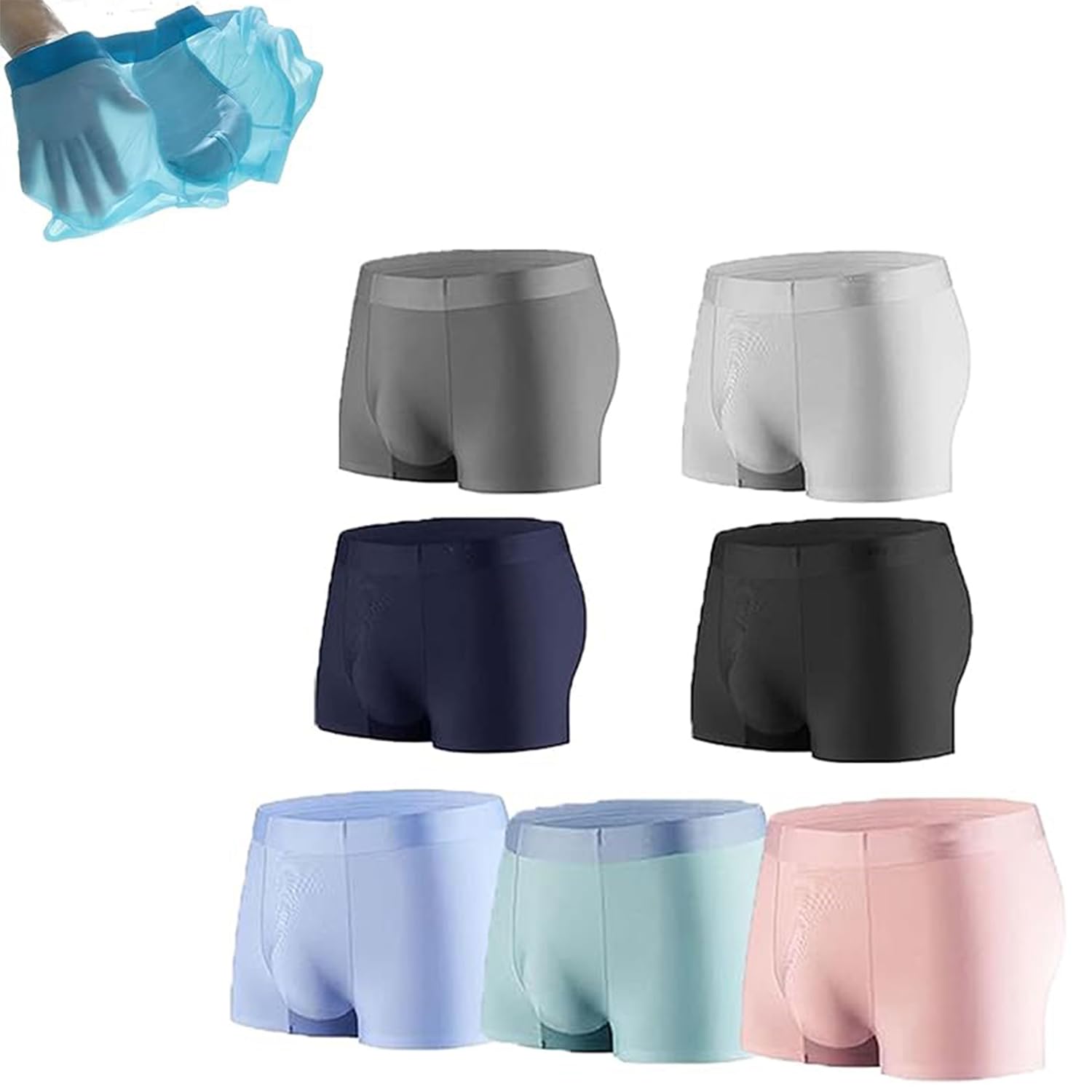 Nowazton Calzoncillos Tipo bóxer, Ropa Interior Transpirable de Seda de Hielo, Calzoncillos ultrafinos sin Costuras para Hombre con Levantamiento de glúteos