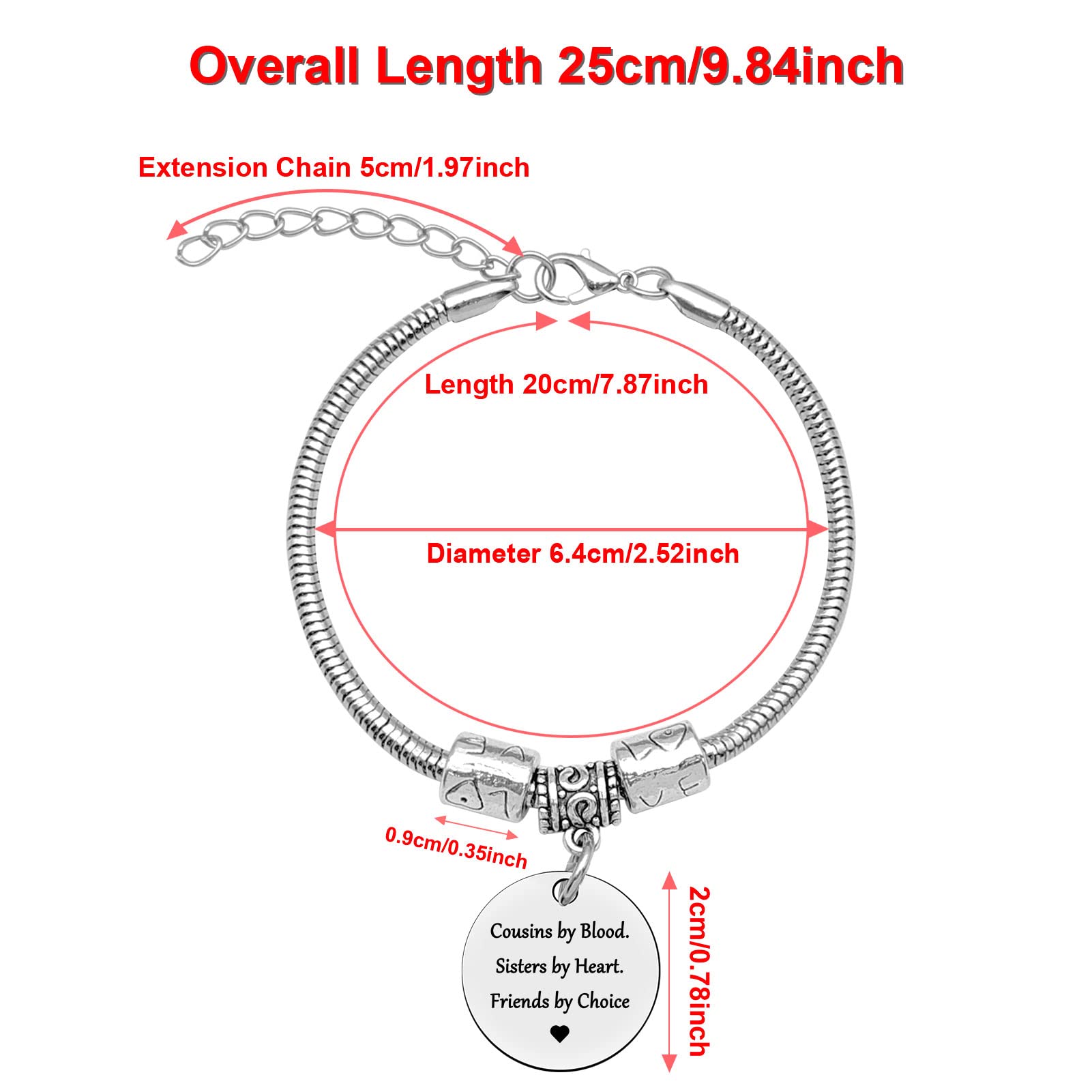 DlaeKua Cousin Gift Bracelet Stainless Steel Christmas Gift for Cousin Birthday Gift Long Distance Relationship Gift for Cousin