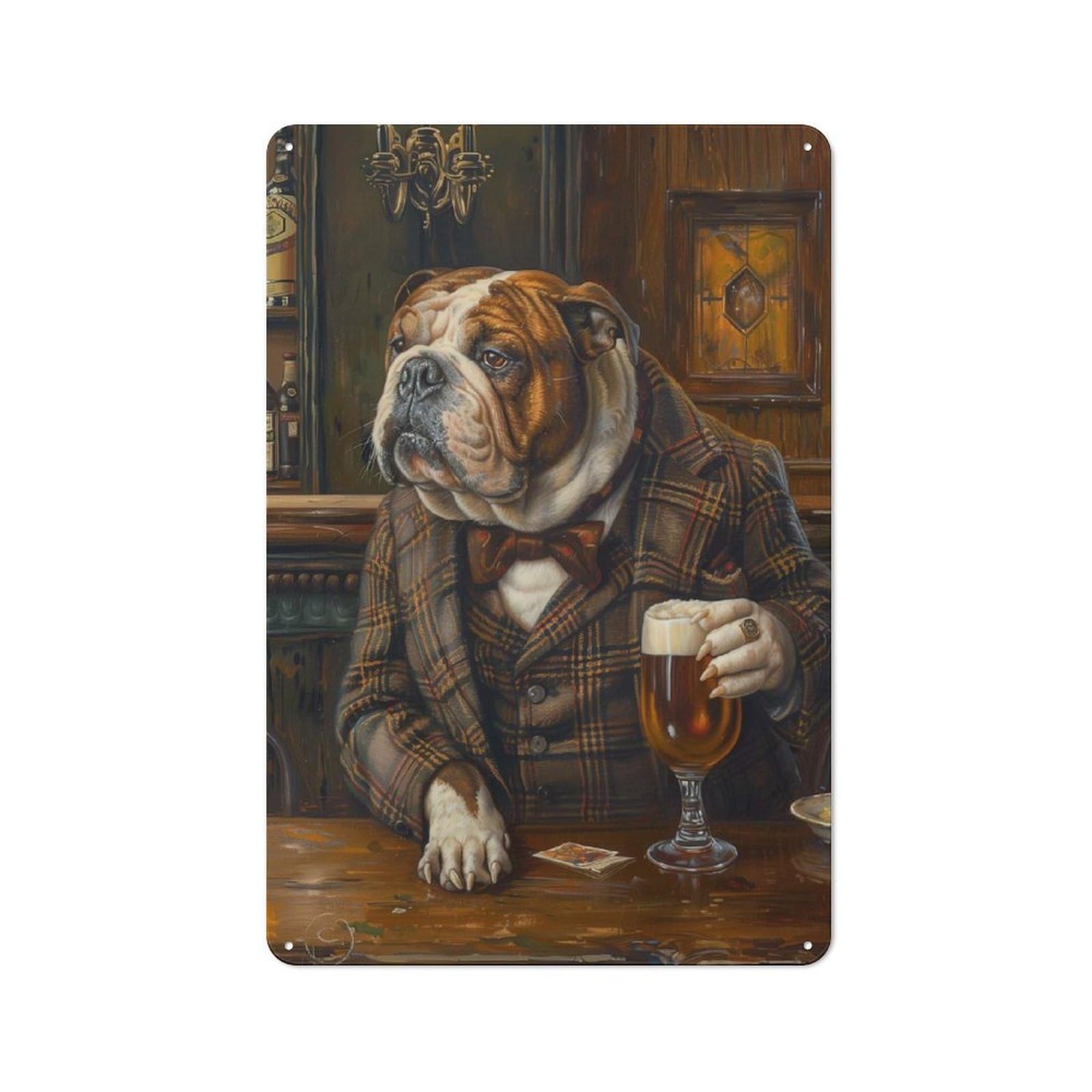 Junmoney Bulldog Irish Pub For Hobby Room Or Studio, Retro Metal Sign 30X20cm, A Decorative Gift For A Newly Furnished Hobby Room And Studio