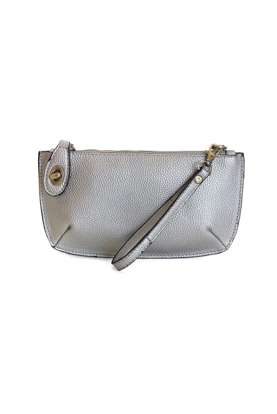 Joy Susan Women's Fashion Purse Mini Crossbody Wristlet Clutch Hand Bag - Metallic Silver Polish