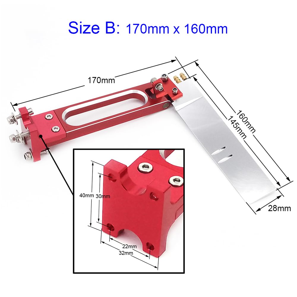 170x160mm RC Boat Rudder Dual Water Pickup Rudder for Gasoline Nitro RC Speed Boat Mono VEE Oval Boat (Size 170x160mm)
