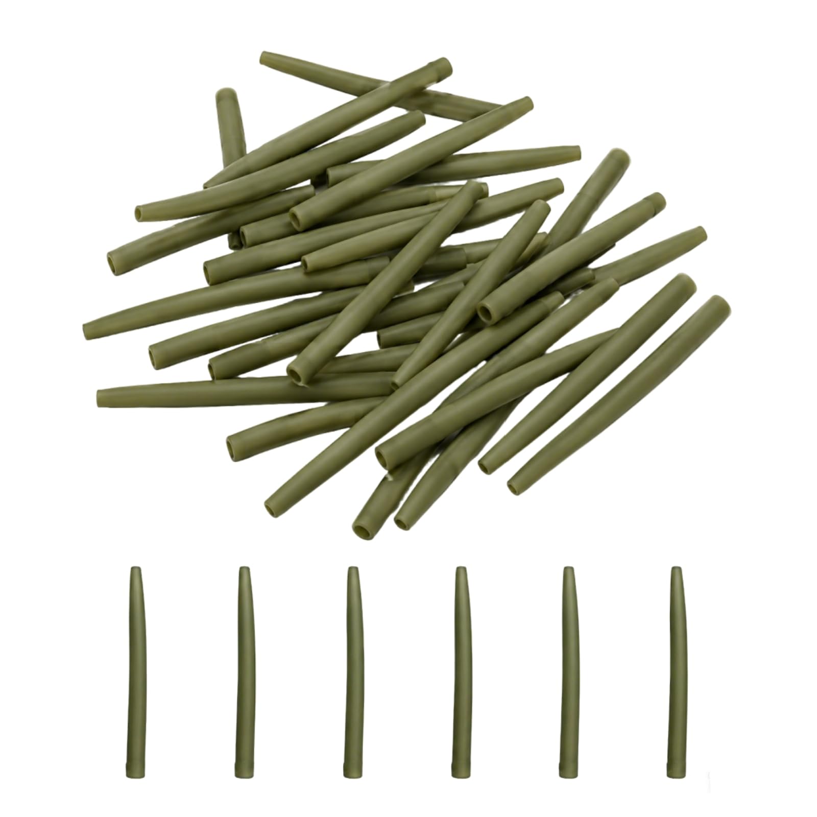 Taydin 30 Pcs Anti Tangle Sleeves Fishing Carp, 54MM Dark Green Rubber Tangle-Free Fishing Tackle Sleeves, Tapered Terminal Carp Fishing Accessories for Fishing Flies & Rigs