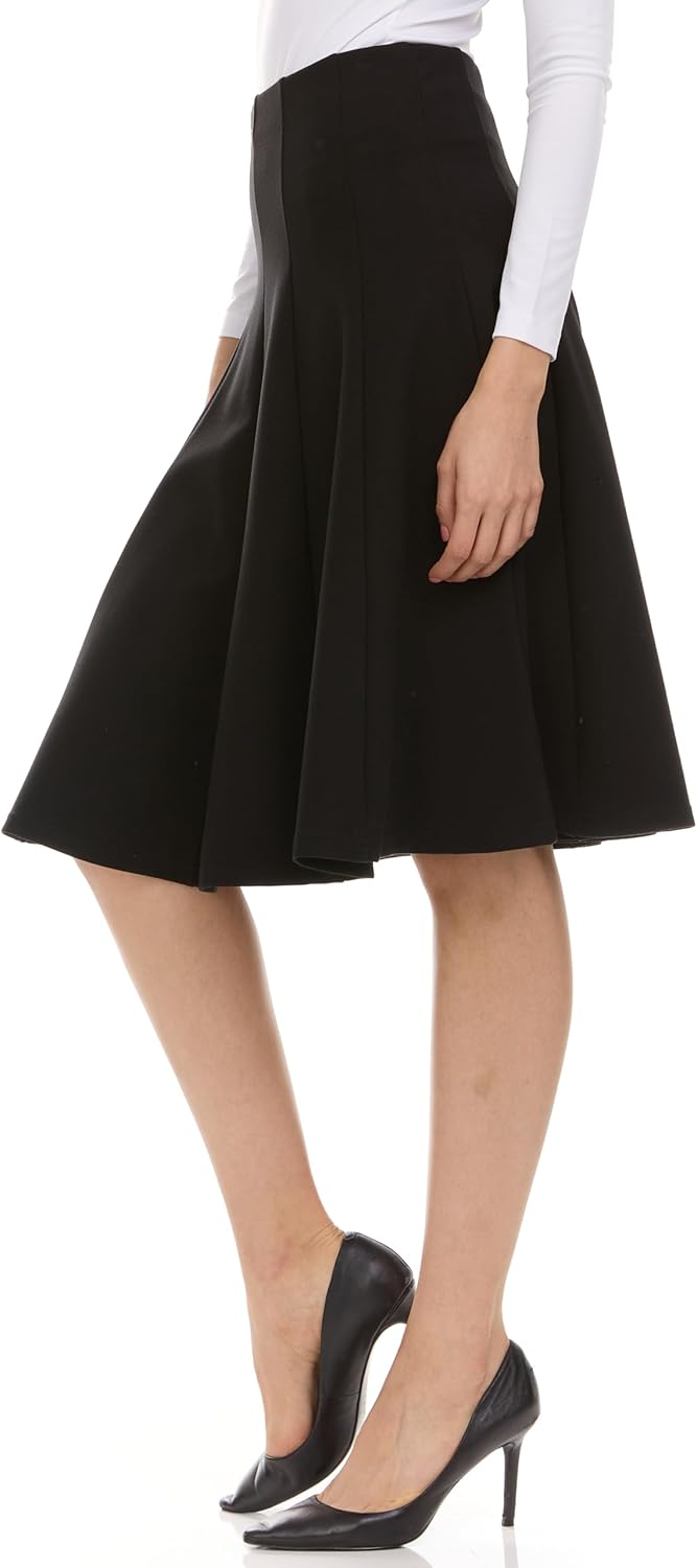 Premium Lycra Skirt – Thick, and Opaque Pleated Skirt with Stretch Waist Knee-Length & Midi-Length Options - Image 3