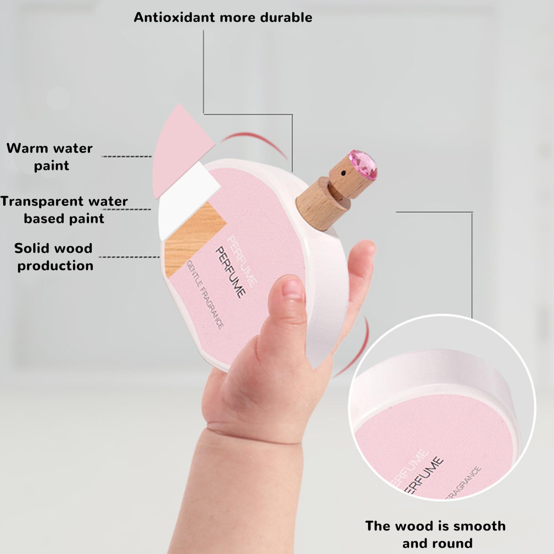Set di giocattoli per il trucco in legno Kit per il trucco finto con ferro arricciacapelli, asciugacapelli, pettine, specchio, rossetto, mascara, profumo e altro Kit educativo per bambini per ragazze