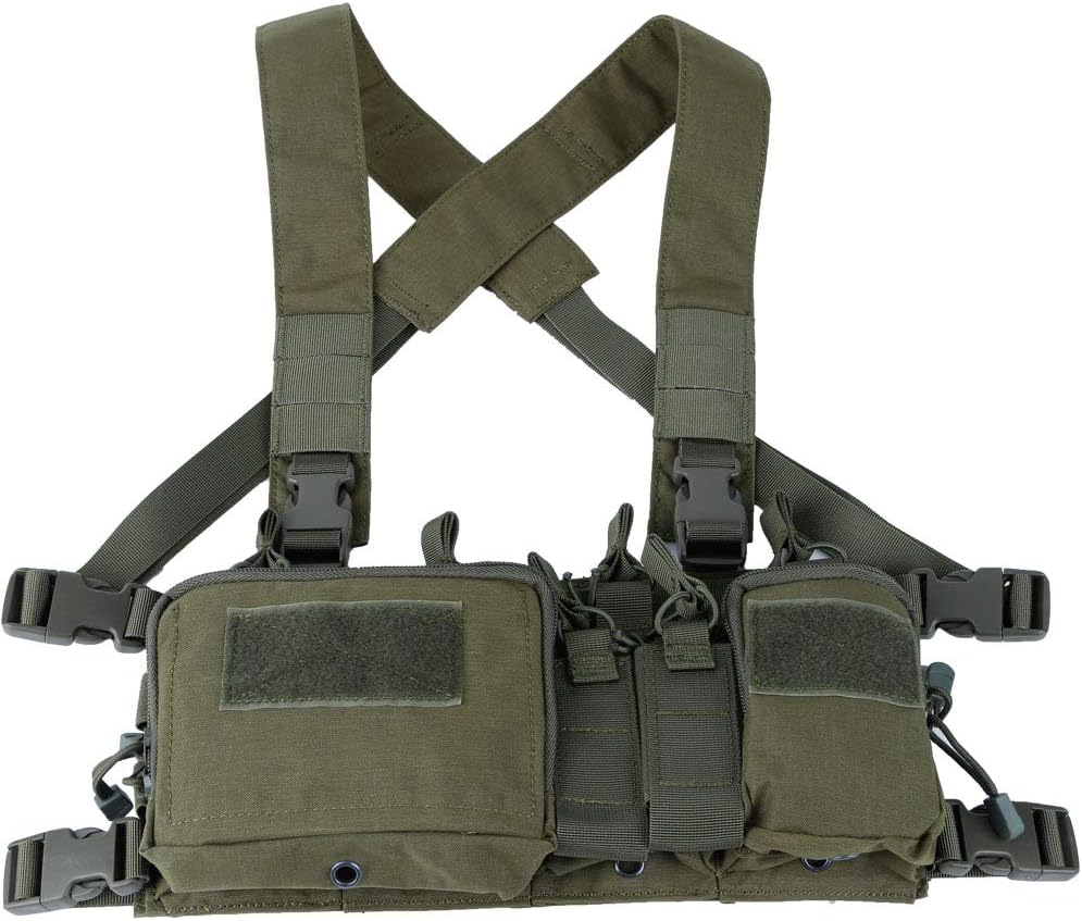 Lightweight Vest Military Recon Chest Rig with Molle Pocket Detachable Pouches