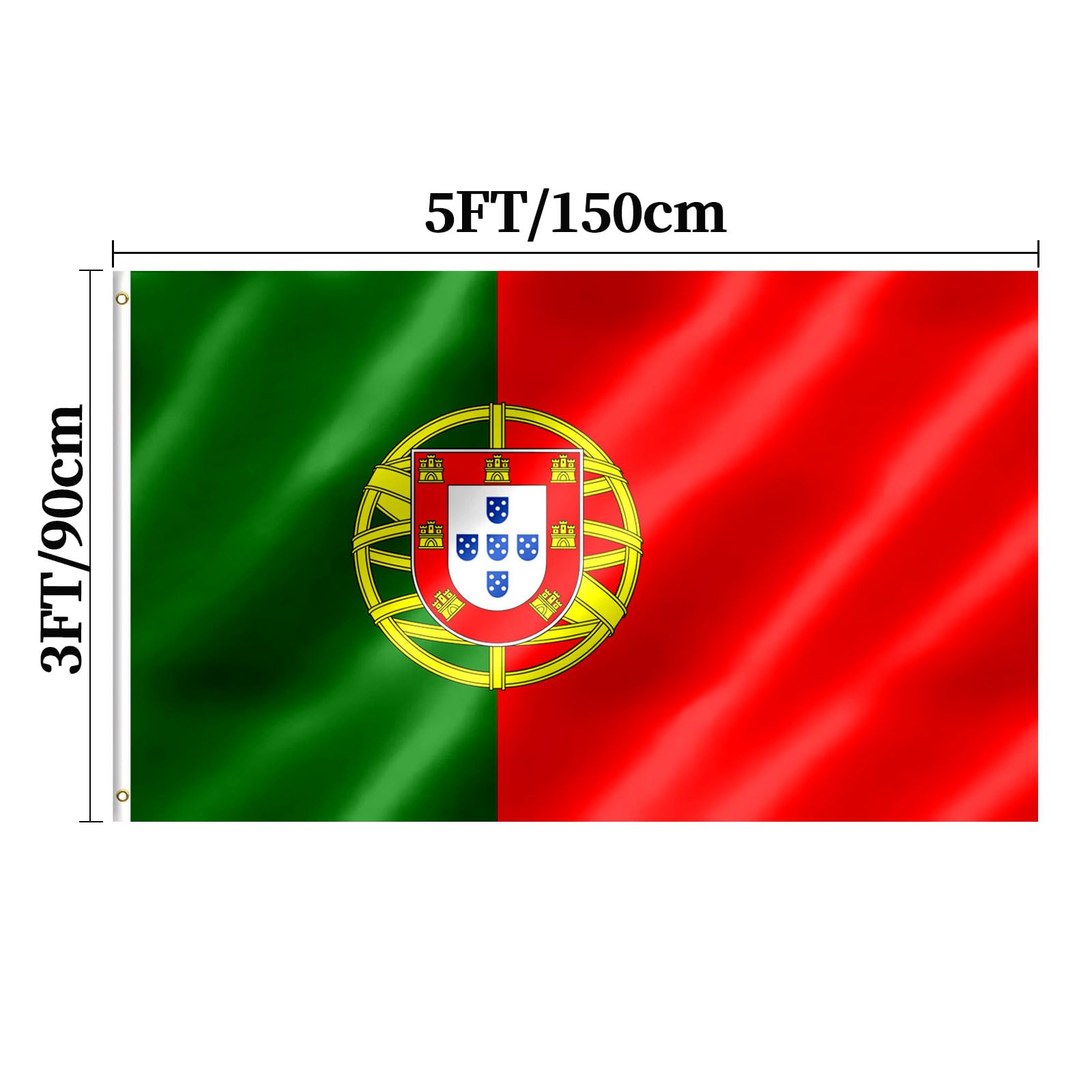 Portugal Flag 3x5 FT Portuguese Flag With Brass Grommets Fade Proof For Outdoor Decor(Portugal) - Image 2
