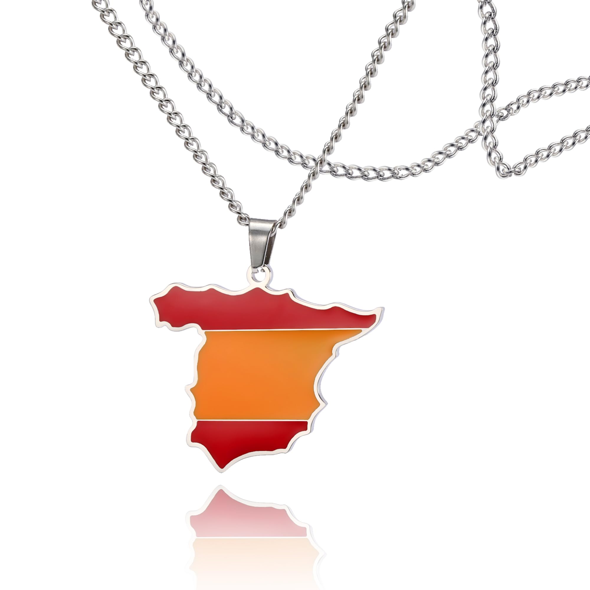 SIPURIS Spain Map Necklace Stainless Steel Flag Necklace Pendant Colourful Spain Jewellery Personalised Gifts