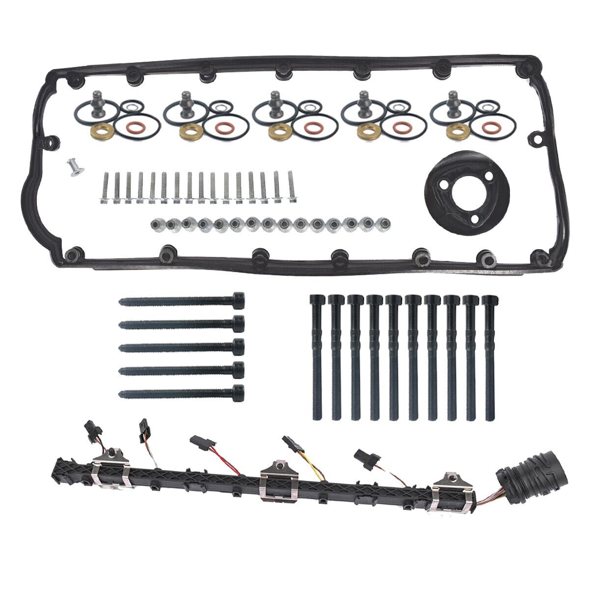 Compatibile con T5 Mul-tivan 2.5 TDI Cablaggio Pompa Ugello e Coperchio Valvola Guarnizione AXE AXD BAC 070971033