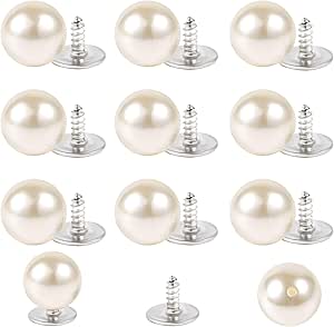30 Pcs No-Sew Pearl Button Pins – 10mm Reusable Fake Buttons, Brooch Pins For Dresses, Shirts, DIY Crafts & More