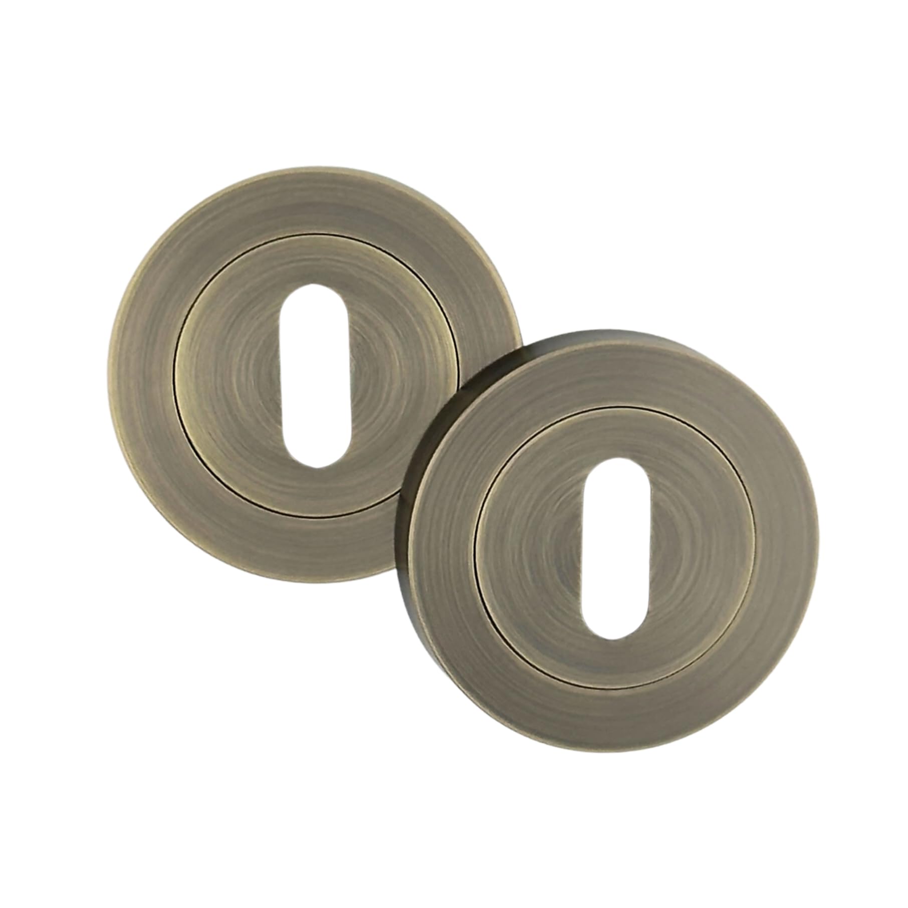 AXS Hardware Escutcheon Pair 52mm – Euro Profile & Oval Profile – Door Keyhole Cover on Rose – Internal Door Hardware – Satin Brass, Antique Brass, Matt Black (Antique Brass, Oval Escutcheon)