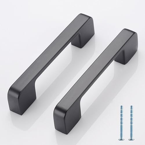 Wentwos Paquete de 10 manijas cuadradas de 4.13 pulgadas con centro de agujero de 3.77 pulgadas, manijas de gabinete de cocina de acero inoxidable,