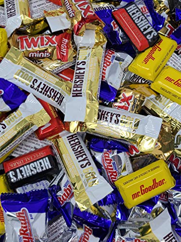 Bulk Assorted Chocolate Candy Bars Minis, Individually Wrapped Variety Pack, Butterfinger, Nestle Crunch, Hershey's Milk Chocolate Emoji Bar, Baby Ruth, Twix, 5 Pounds