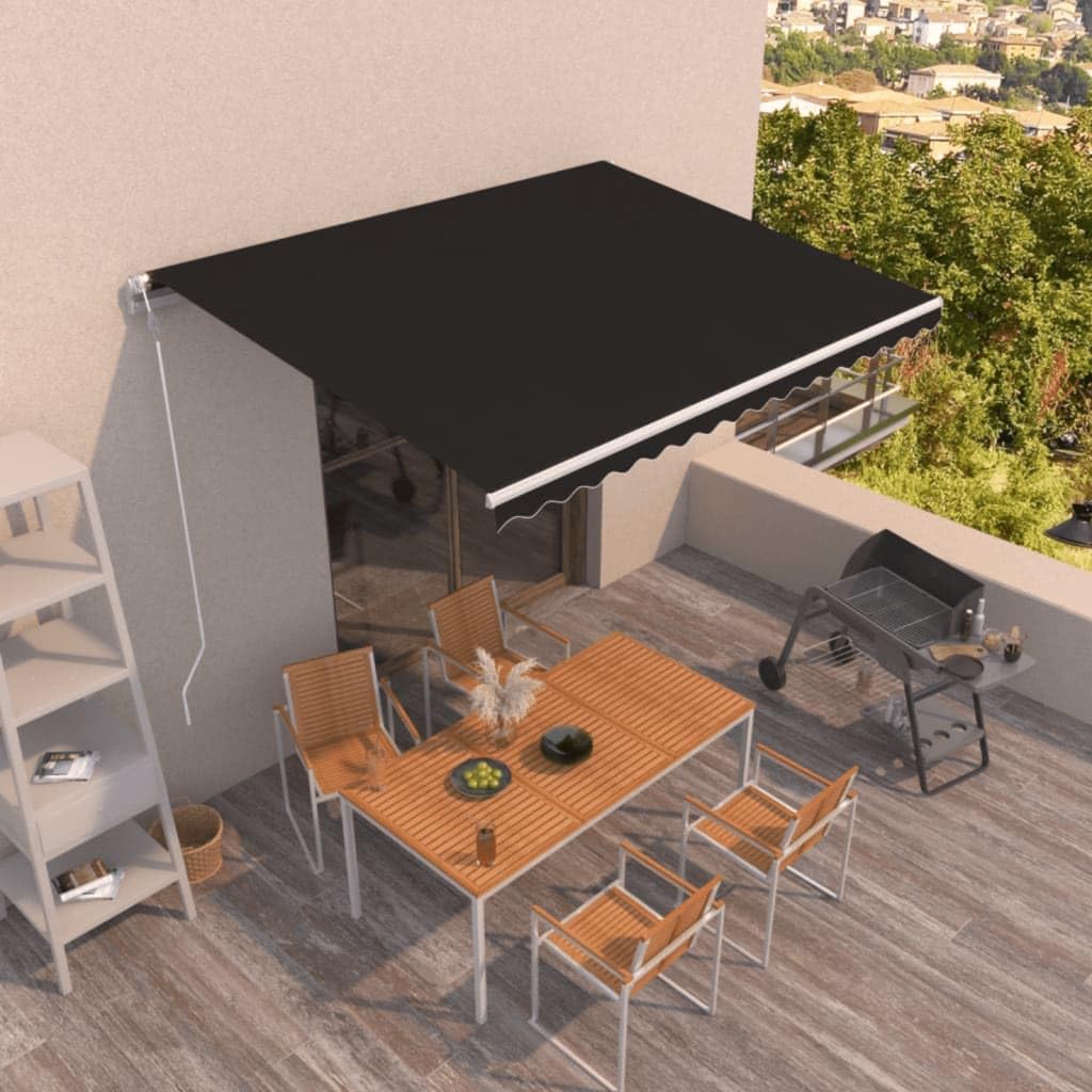 Festnight Store Banne Motorisé 4x3,5 Store banne Electrique avec Télécommande Auvent Rétractable à Bras Repliable pour Balcons Terrasse et Jardin-Anthracite-400 x 350 cm