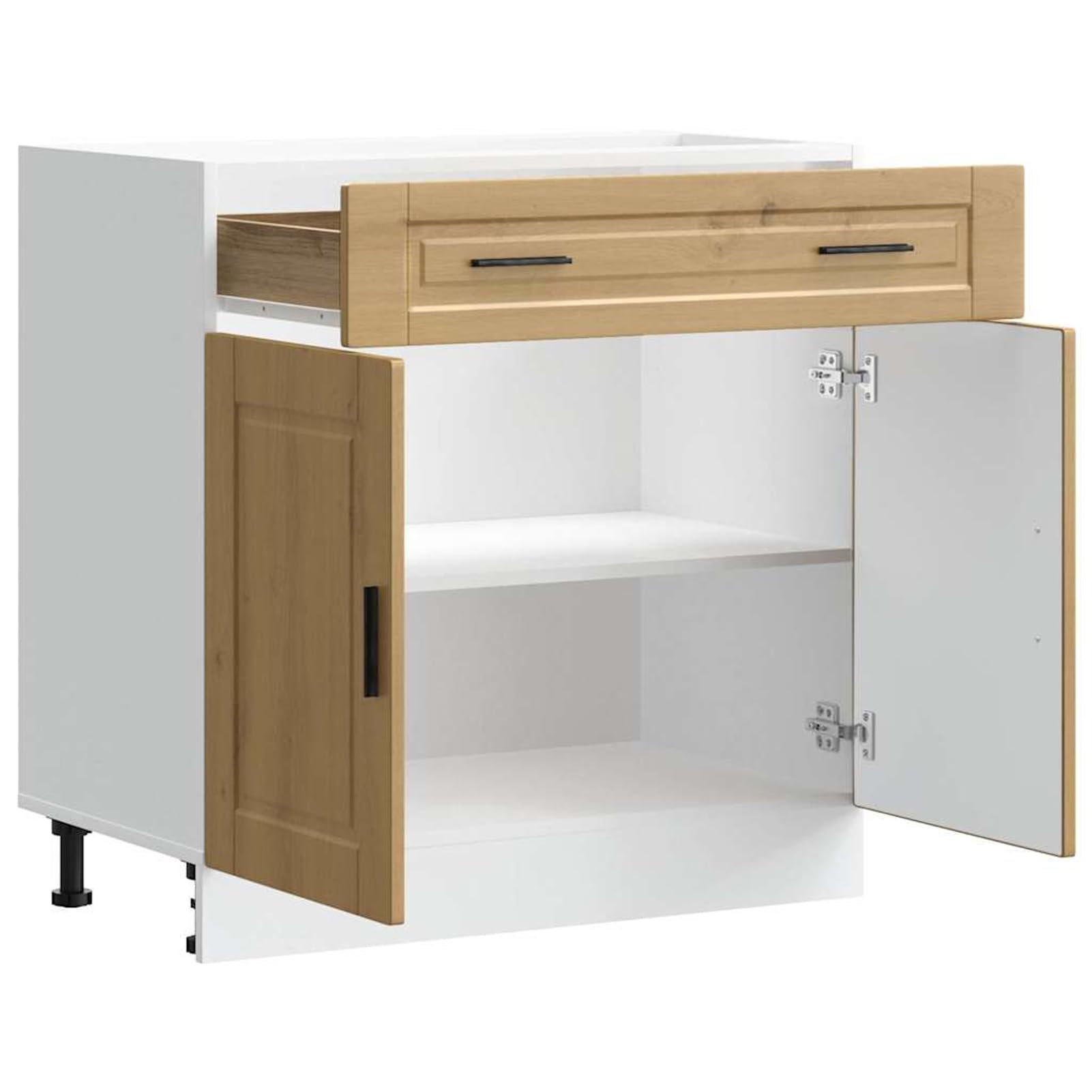 Gecheer Mobile Base Cucina, Mobile da Appoggio con Ante, Multistrato Rovere, 80x46x81.5 cm, con Ripiano Interno, per Cucina Casa