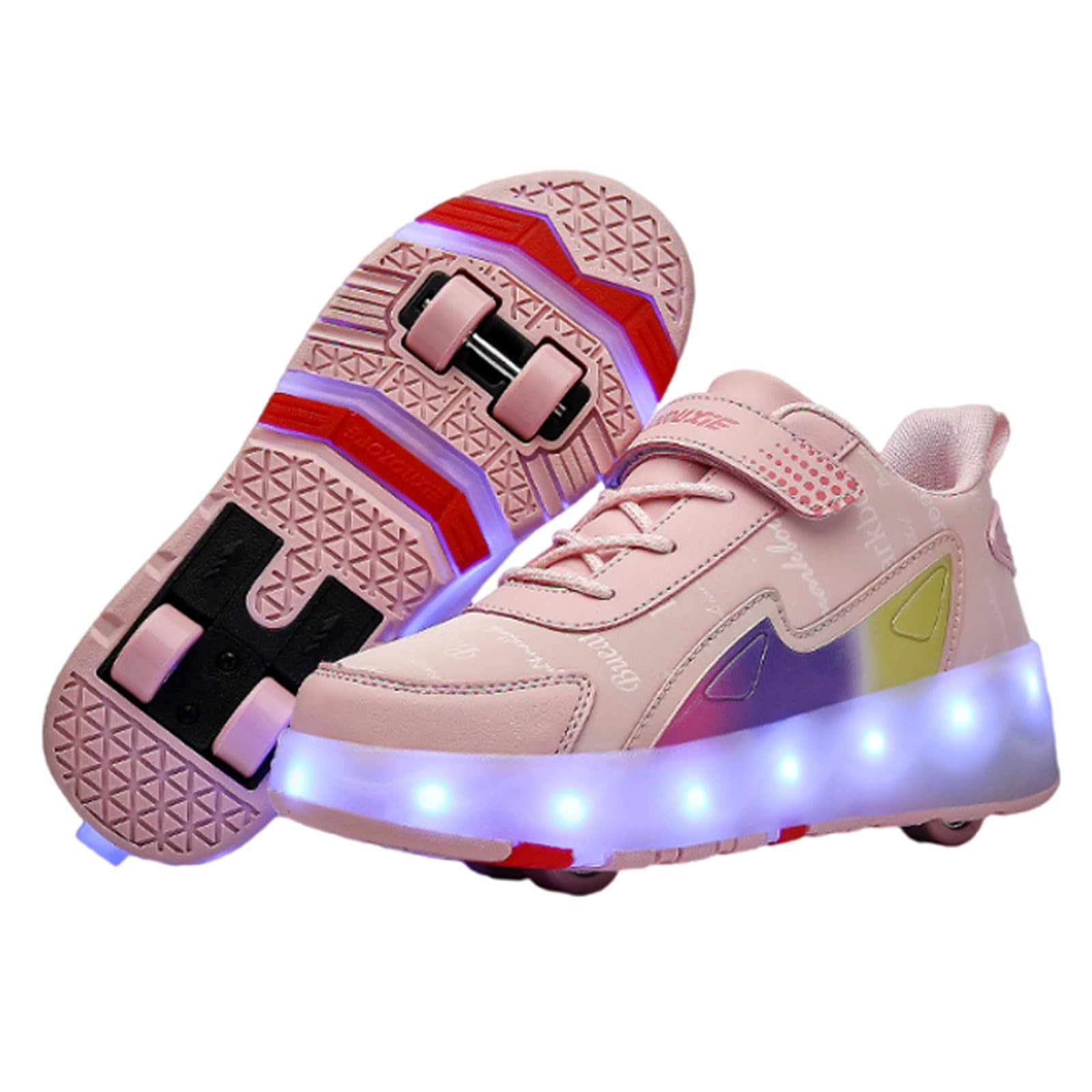 Zapatos con Ruedas para Niños y Niñas,Zapatos con Ruedas y LED Luces para Niña,2 en 1 Zapatillas con Ruedas,Retráctil,Recargables,para Regalos de cumpleaños y Navidad