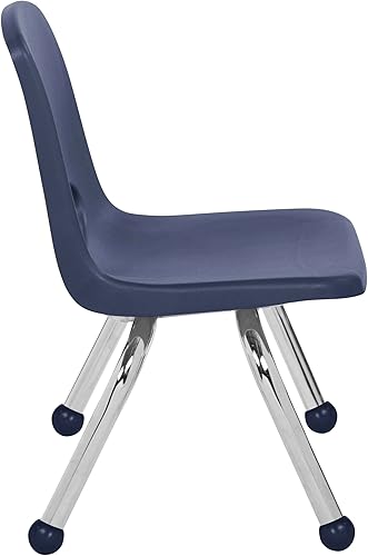 Miniatura 5 de FDP Silla Escolar Apilable de 10", Asiento Apilable para Estudiantes con Patas de Acero Cromado y Deslizadores de Bola Para Aprendizaje en Casa o