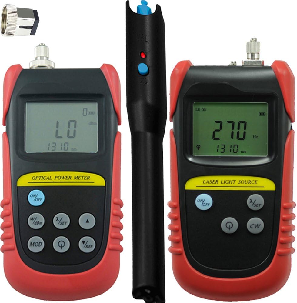 1PC Handheld -70dB ~ +6dB, Fiber Optical Power Meter, Fiber Optic Power Meter + 1PC 1310nm/1550nm Wavelength Optical Laser Source, Optic Laser Light Source + 1PC 10mw(10-12km) Visual Fault Locator