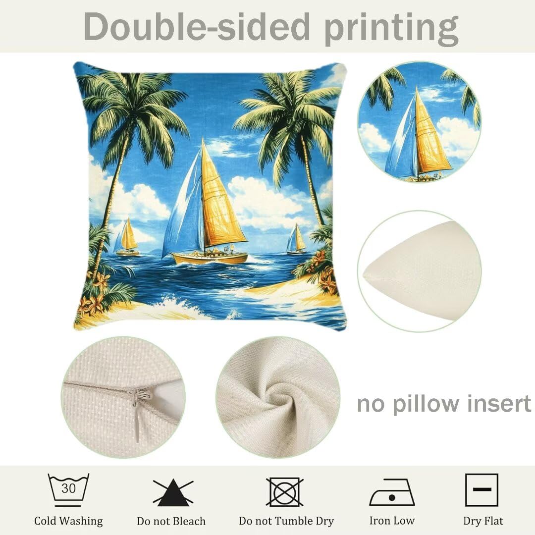 Fundas Cojines 50x50 cm Exterior Cojines Estilo Escandinavo Fundas de Almohada Juego de 4, Cuadrados Funda Cojin Azul Almohadas con Cremallera, Sofa Cama Decorativos para Hogar, Jardín, Salón Ym31