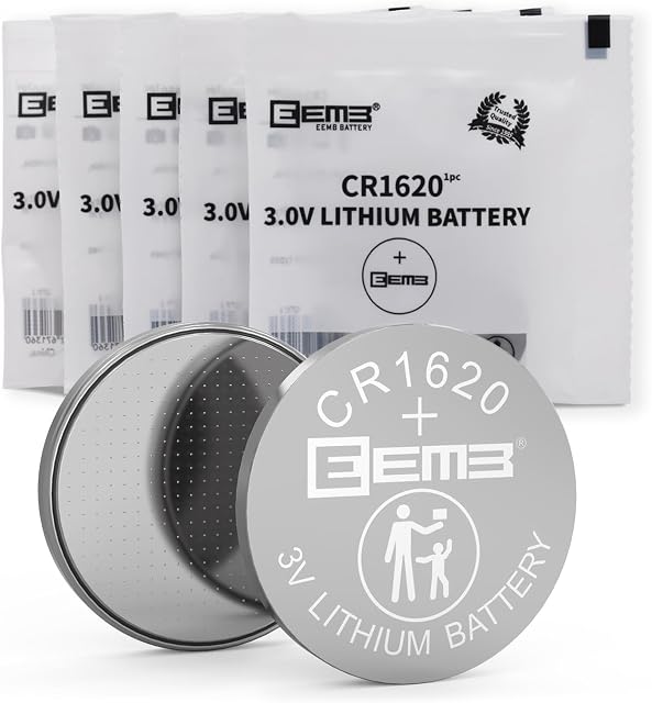 EEMB CR1620 Bateria litowa 3V Li-MnO  Bateria przyciskowa 1620 Bateria ECR11620 DL1620 Kompatybilna z zegarkiem Klucz Fob Kalkulator Samochodowy pilot Zdalnego sterowania Mobile Game Zabawki Inteligentne urządzenia(5)