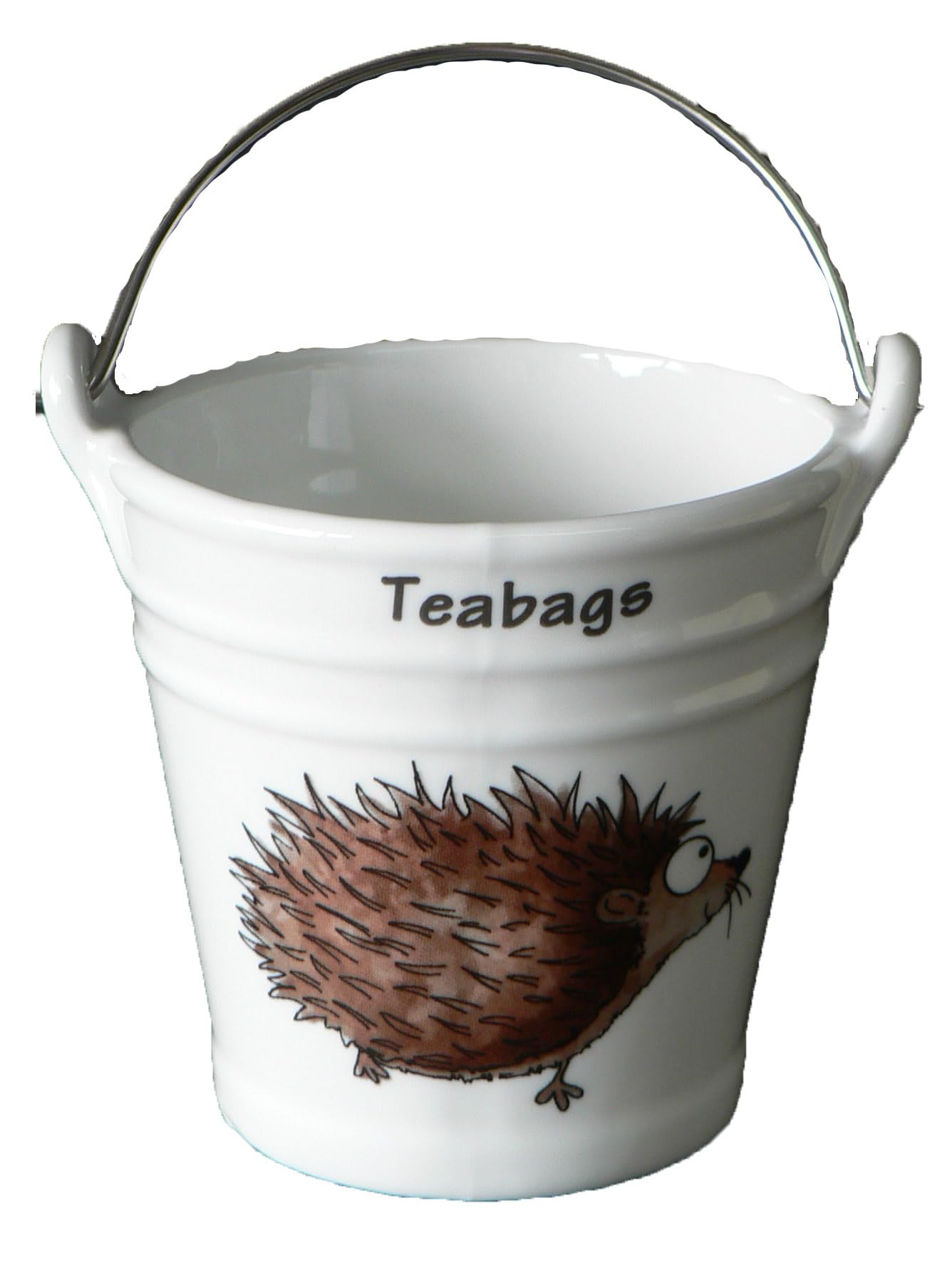 Hedgehog design large bucket teabag tidy, porcelain bucket teabag tidy
