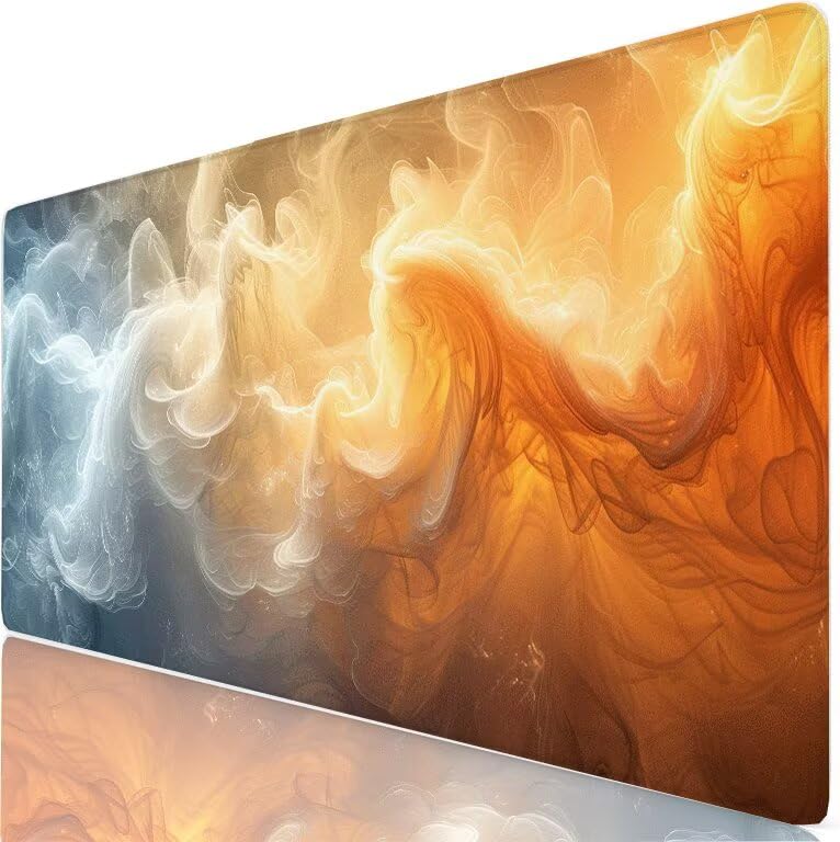 Blanco Alfombrilla Escritorio XXL 700x400 mm Color Naranja Mouse Pad Grande, Protector de Mesa Impermeable, Alfombrilla Ratón XL con Base Antideslizante, Accesorios Oficina Modernos, Regalo H0-341