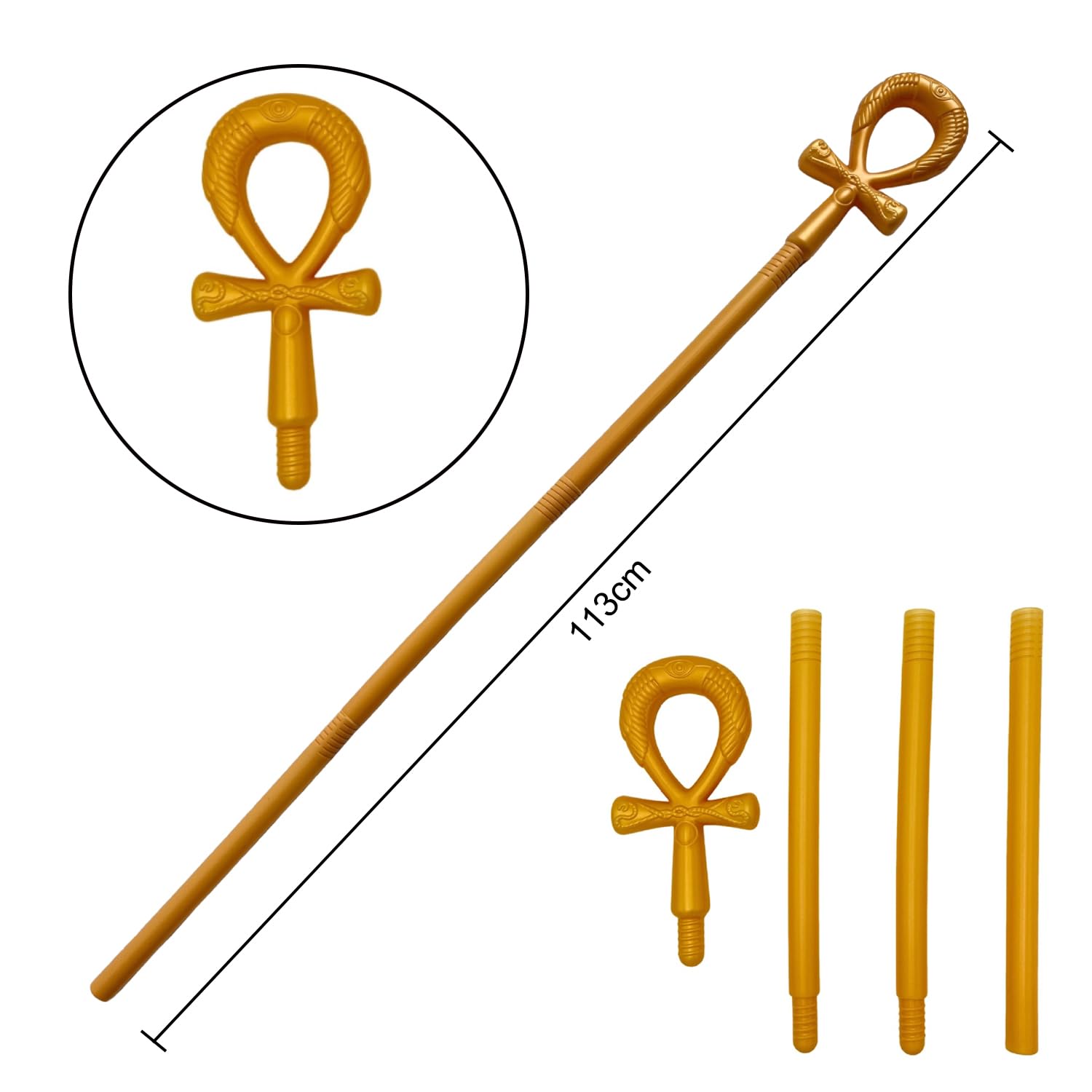JUFYVO Halloween Staff Egyptian Walking Scepter Plastic Staff Stick Cane Cosplay Halloween Costume Prop Ancient Themed Dress Up Party Prop for Adult - Image 2