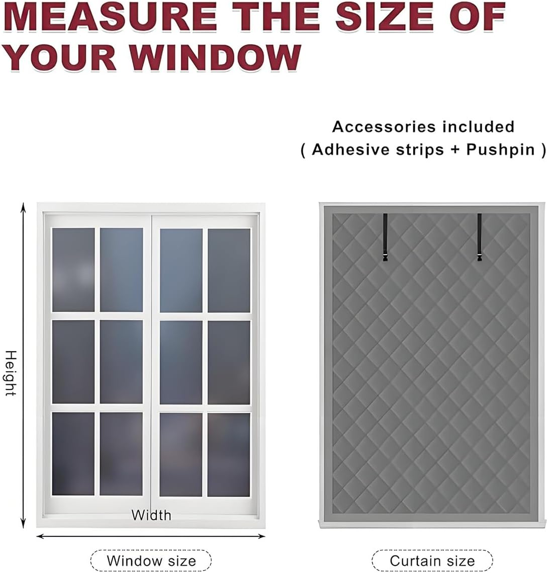 Window Insulation Kit Window Insulation for Winter 28" 33" 37" 43" 55" 65" 79" Thermal Insulated Curtains for Rv Windows Cold Air Blocker(Gray,33" W x 63" H)