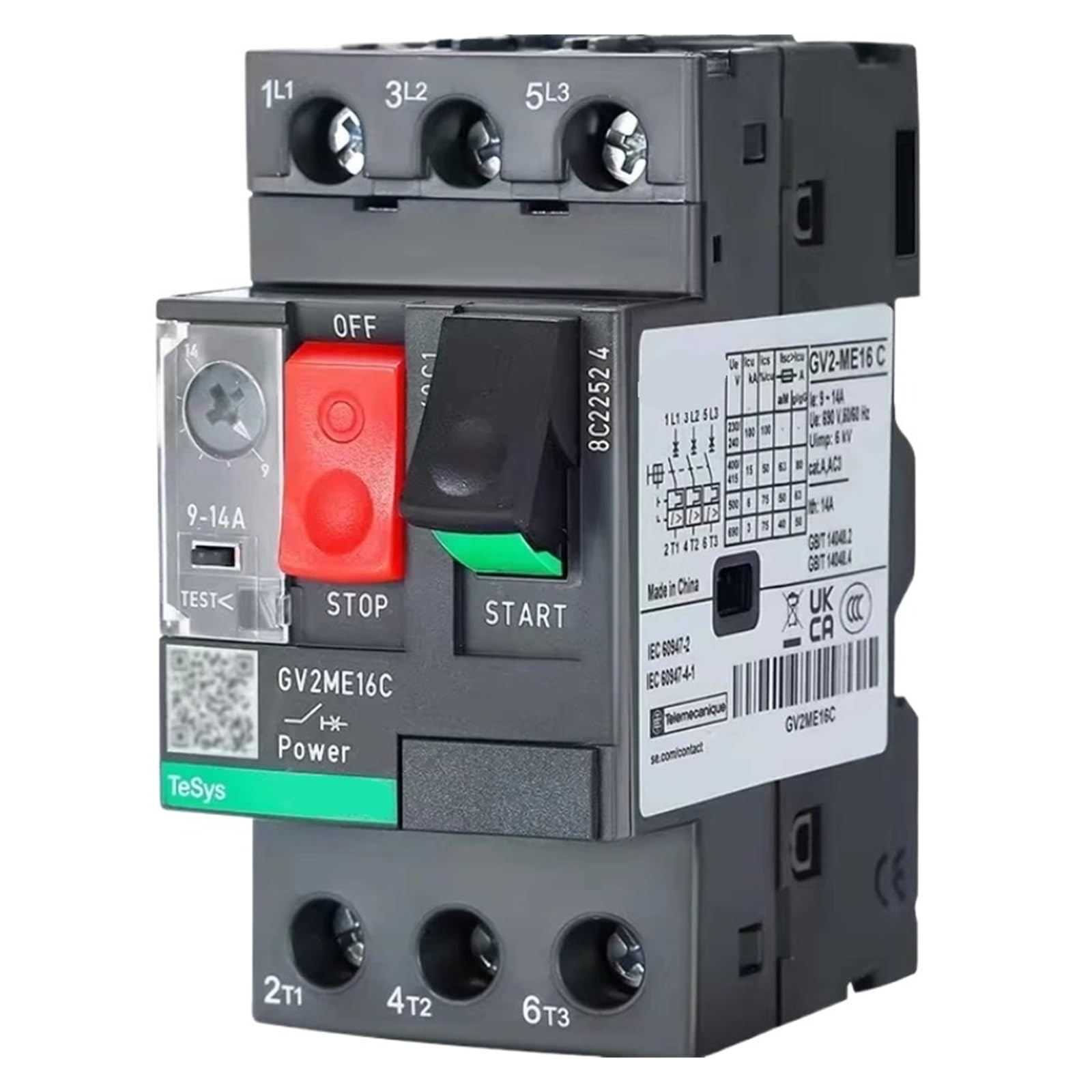 Disjoncteur moteur GV2ME04C 0.4A 0.63A interrupteur magnétothermique rail DIN triphasé