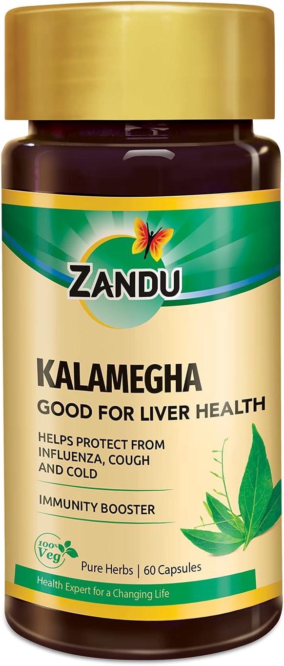 Zandu Kalamegha, An Ayurvedic Health Booster, Helps with Better Liver Functions, Digestion & Body Detox, Helps Maintain Healthy Blood Sugar Levels - (60 Veg Capsules)